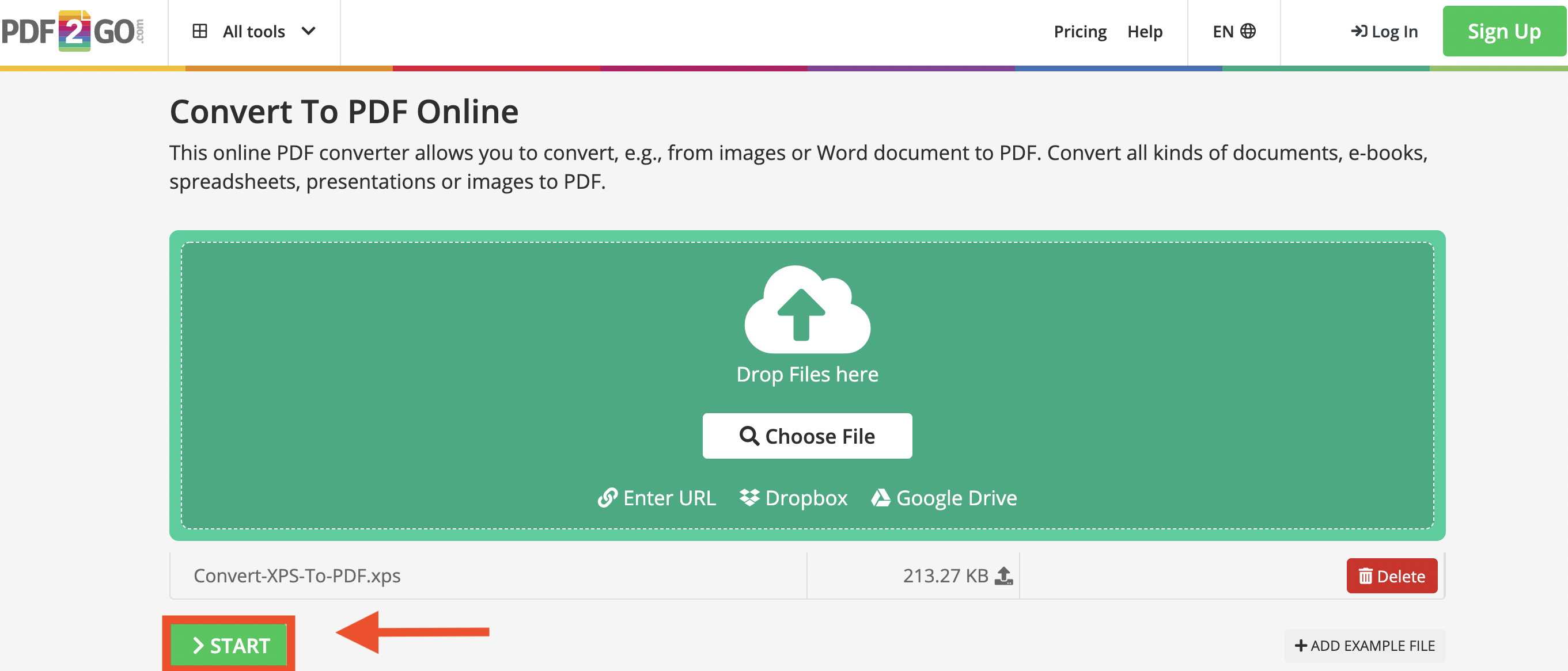 Convert XPS to PDF