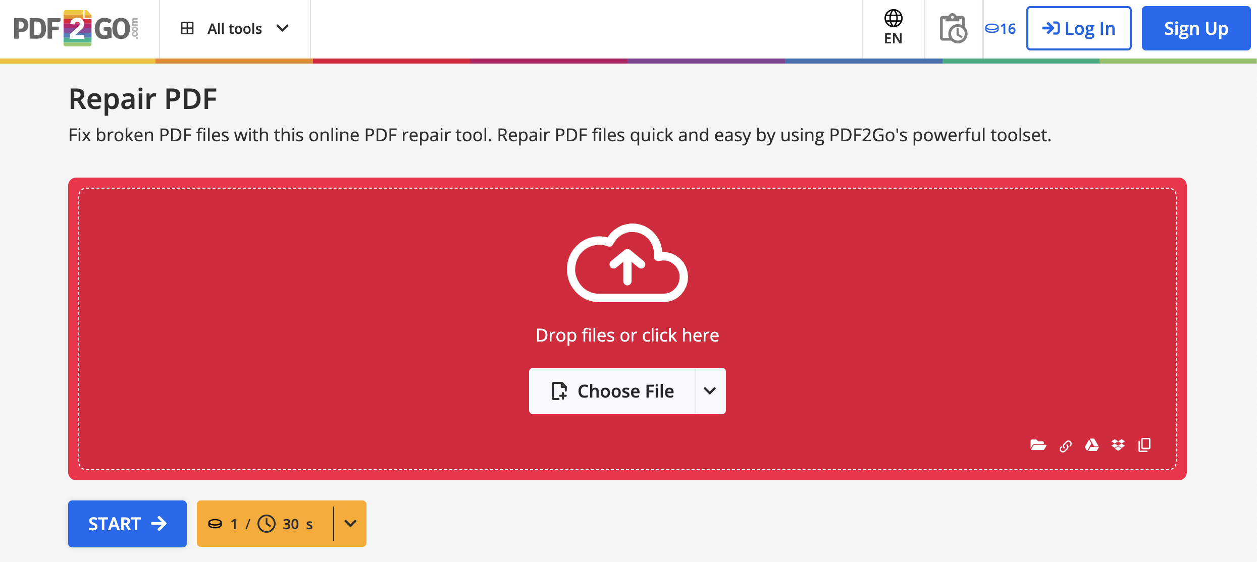 Repair PDF - PDF2Go