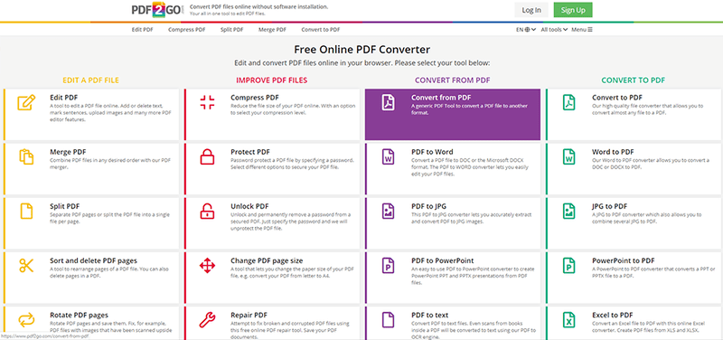 Convert PDFs online on PDF2Go