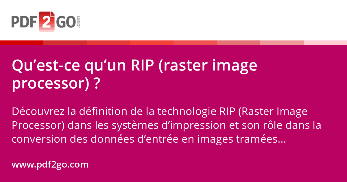 Qu’est-ce qu’un RIP (raster image processor)